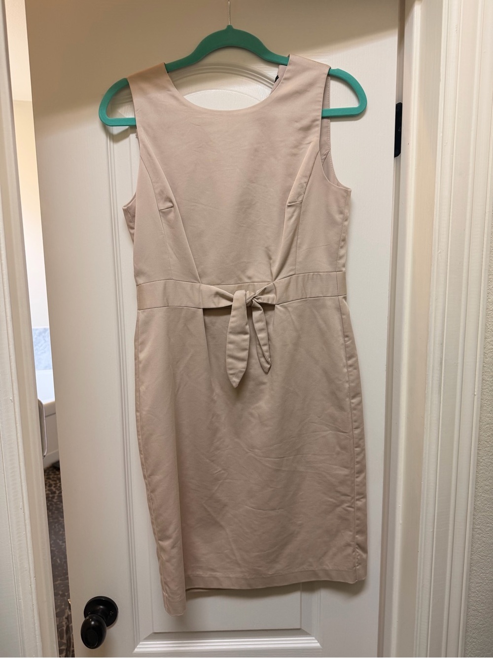 T Tahari Sleeveless Tie-Waist Mini Dress in Light Beige